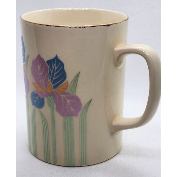 CUP/MUG -OTAGIRI-Japan-Pink Blue Iris Flower-Gold Trim - Picture 10 of 15